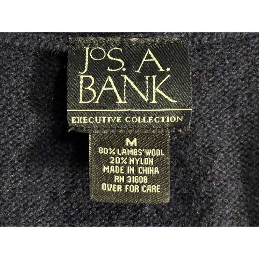 Jos A Bank Mens Navy Blue Lambswool Cardigan Sweater Executive Collection M